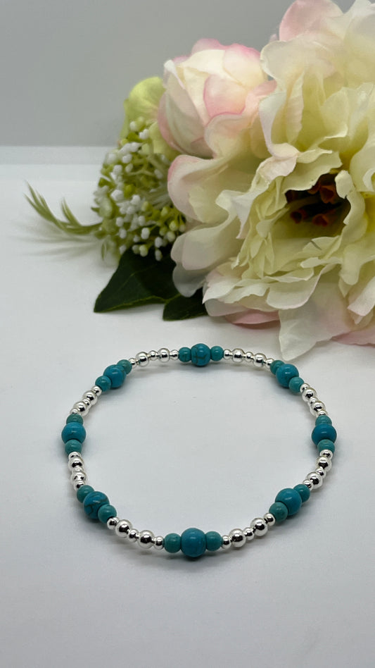 925 Sterling Silver and Blue Howlite Bracelet