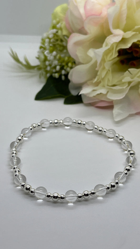 925 Sterling SIlver and Clear Quartz Bracelet