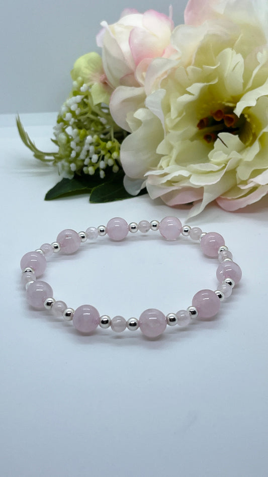 Rose Quartz and Sterling Silver Flow Bracelet